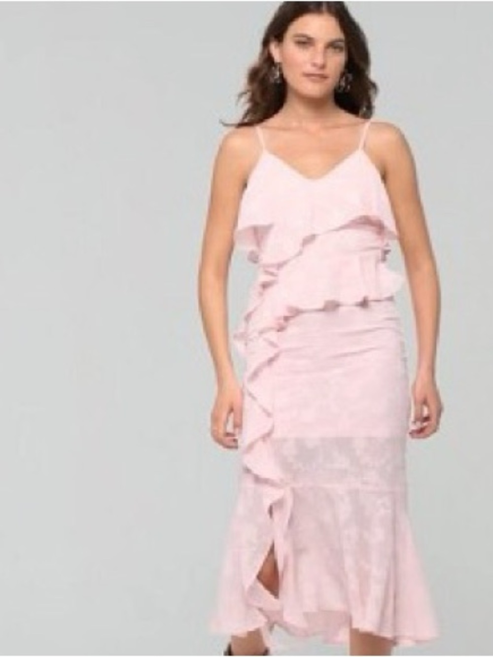 Light Pink Ruffle Midi Dress